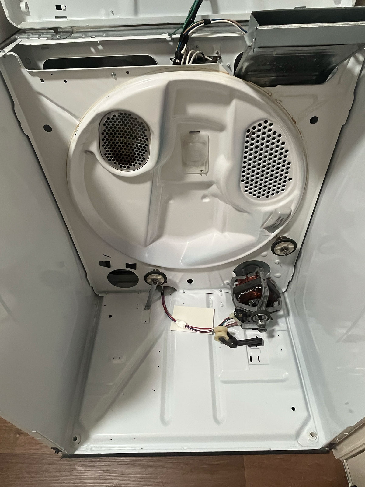 Lint buildup inside a dryer