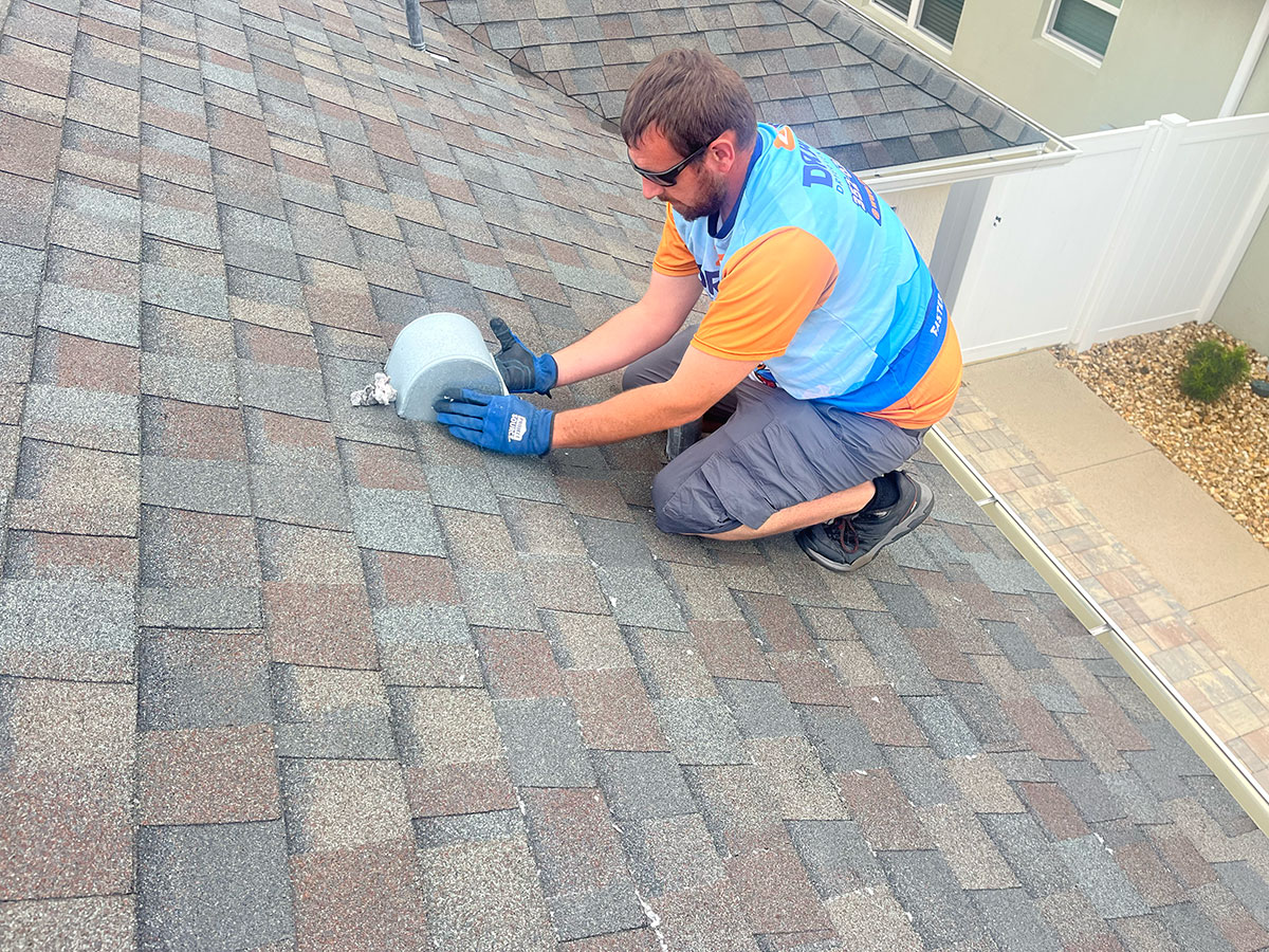 roof collar installation by technician